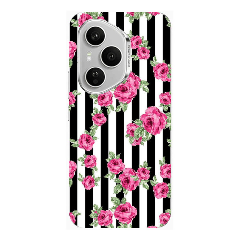 Honor Magic 400 Pro Roses and black line Transparent Silicone TPU Θήκη